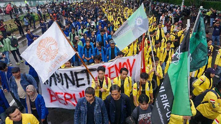 Ilustrasi, Aliansi BEM SI melakukan aksi demo Indonesia Cemas