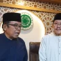 Ketua Bidang Informasi dan Komunikasi Dewan Pimpinan MUI Masduki Baidlowi (kiri) saat ditemui di Kantor MUI, Jakarta, Jumat (29/8/2025). (Antara/Lintang Budiyanti Prameswari)