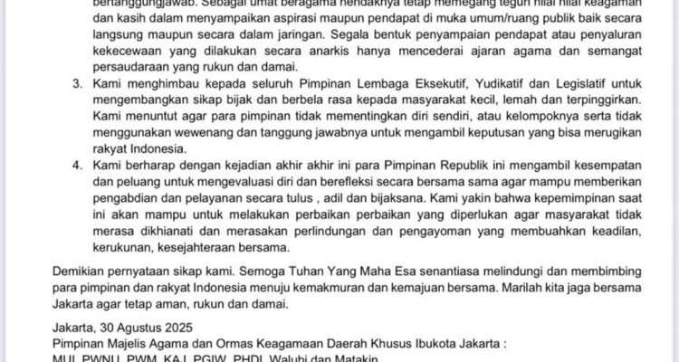 Para Pemimpin Lintas Agama Serukan Masyarakat Tahan Diri, Tenang dan Tidak Terprovokasi