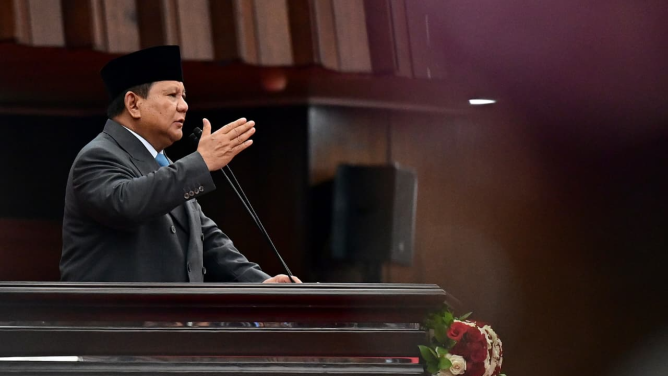 Presiden Prabowo Subianto dalam Sidang Tahunan MPR 2025.