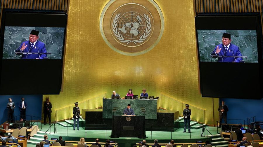 Presiden Prabowo Subianto berpidato di Sidang Umum PBB ke-80 di Markas Besar PBB, New York, AS. (Foto: Reuters)
